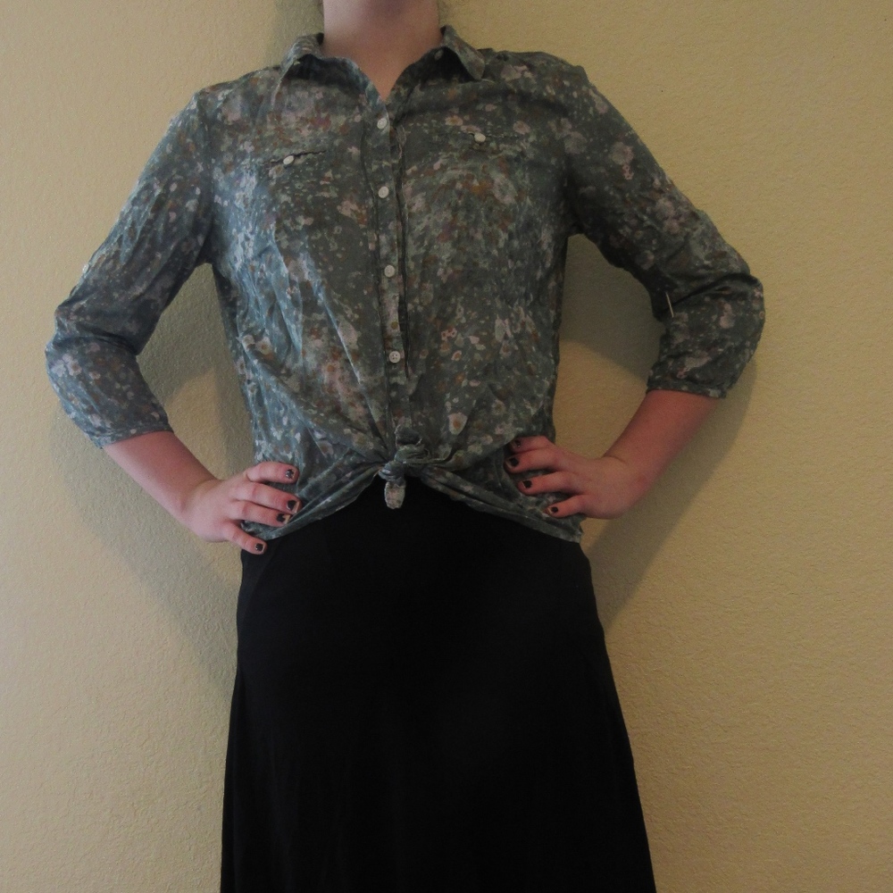 Long Sleeve Floral Button Down Blouse